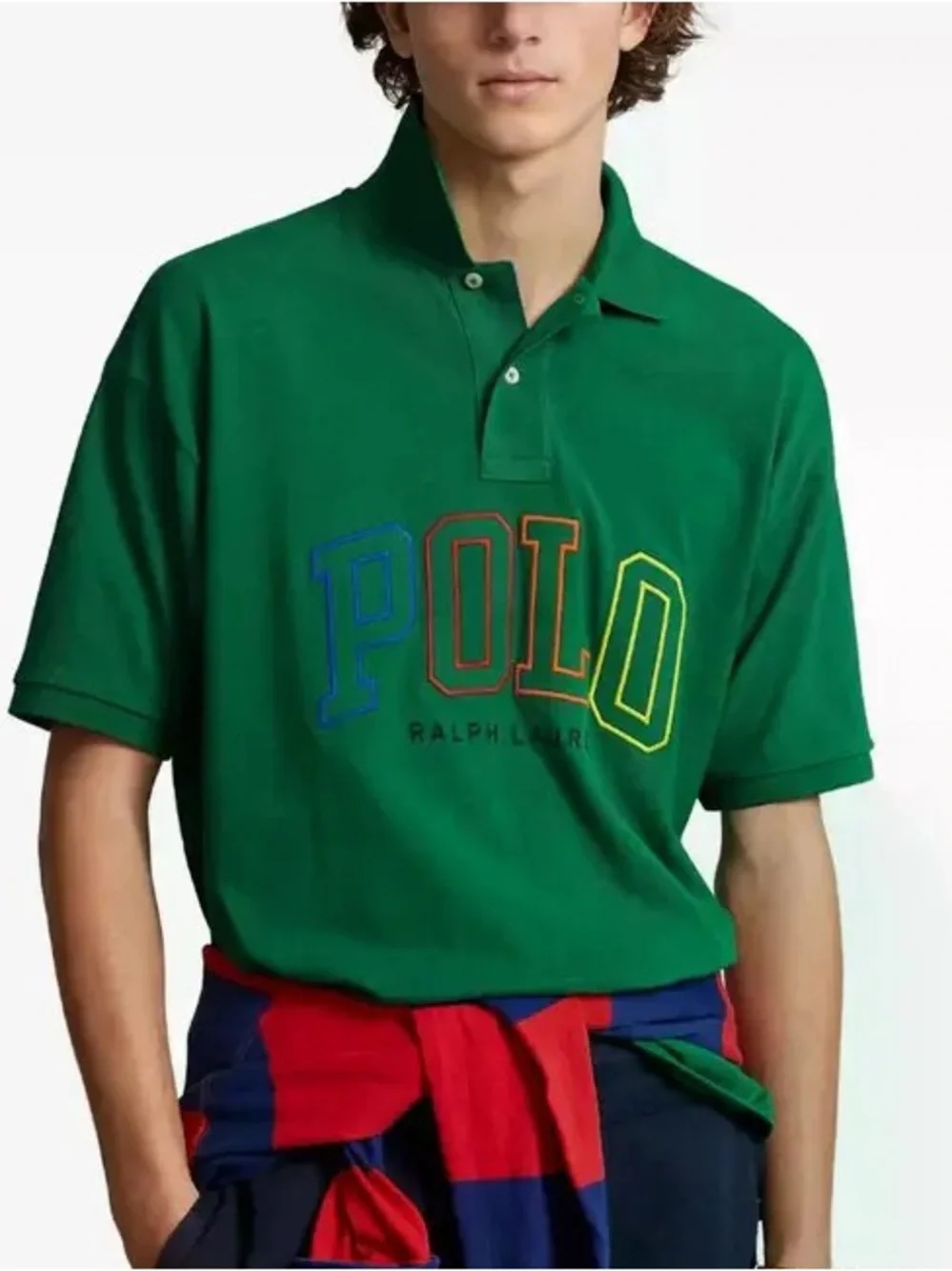 NWT POLO RALPH LAUREN Embroidered-Logo Polo Shirt Green Logo XXL